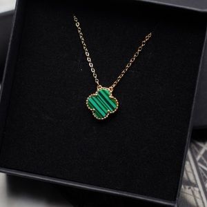 Gold plated clover four leaf clover necklace green